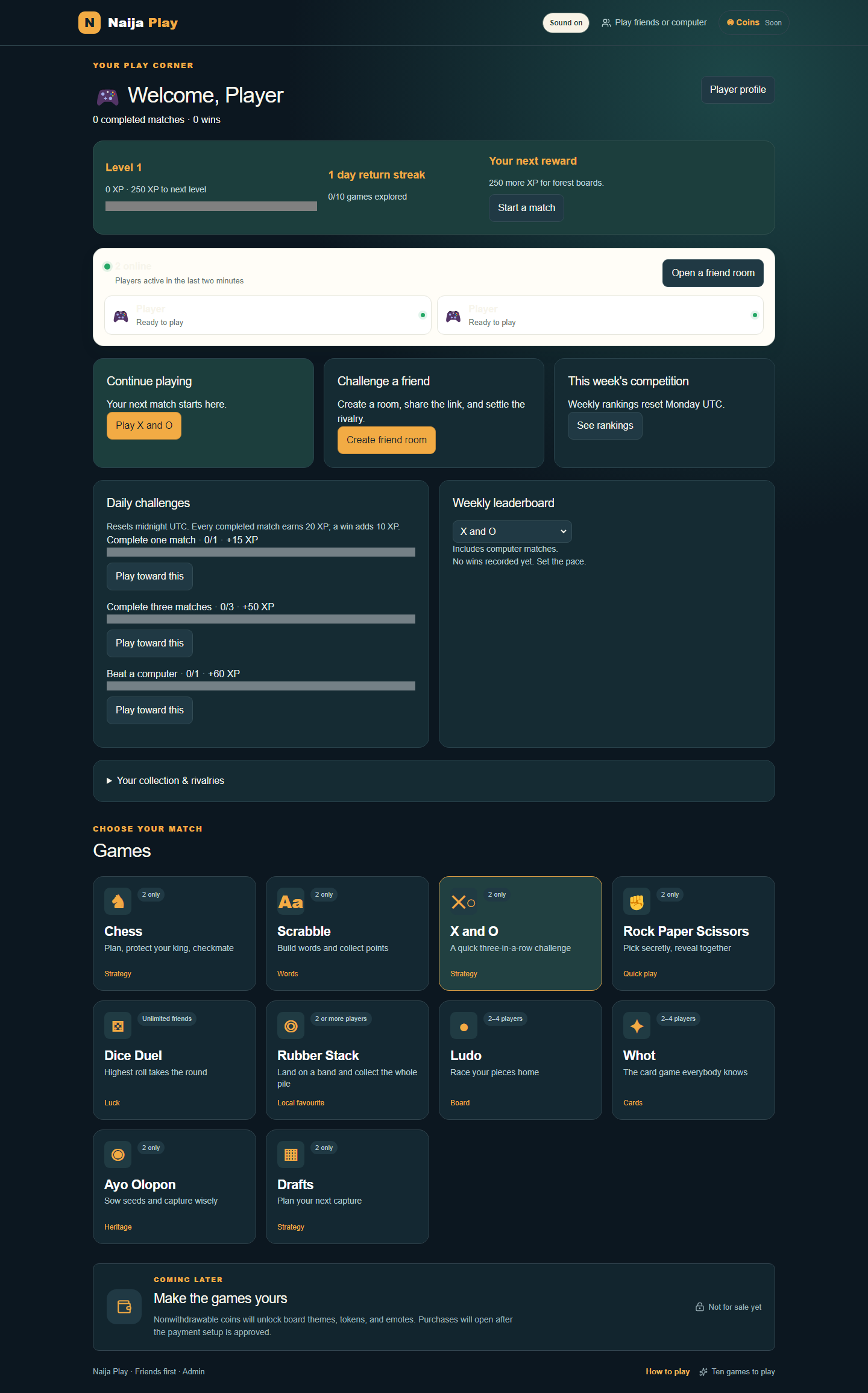 Naija Play Rooms Windows desktop UI