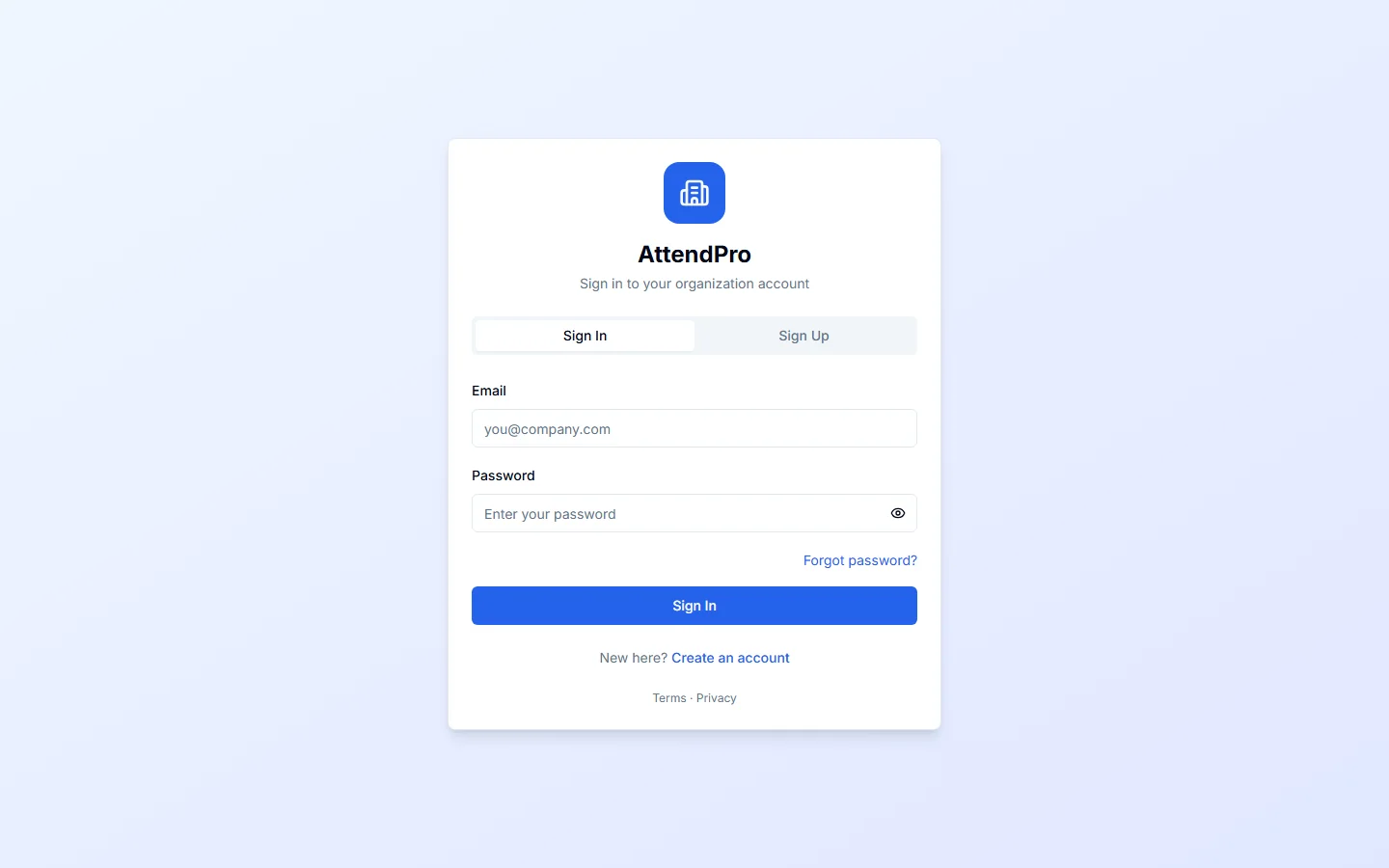 Staff Attendance (AttendPro) Windows desktop UI