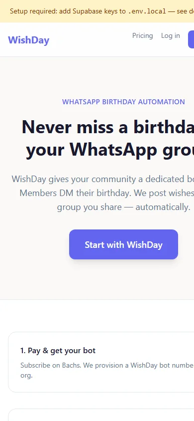 WishDay mobile UI